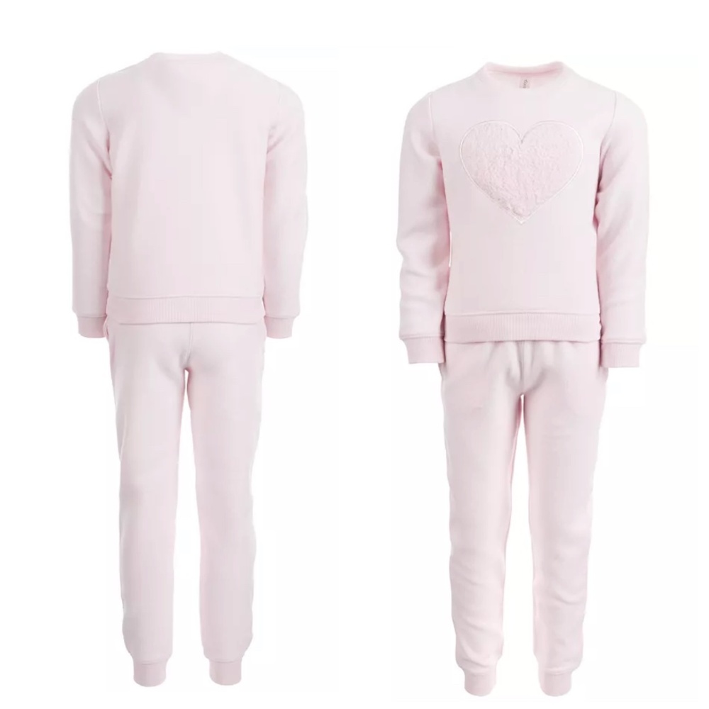 Toddler Ideology Girls Fleece Top & Pants Pink Fur Jogger 2 Piece Set Outfit 4T